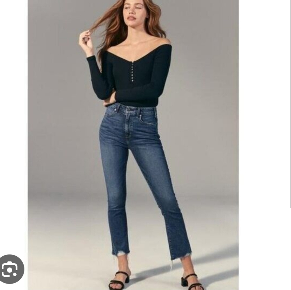 Abercrombie & Fitch Simone High Rise Ankle Flare Jeans.
